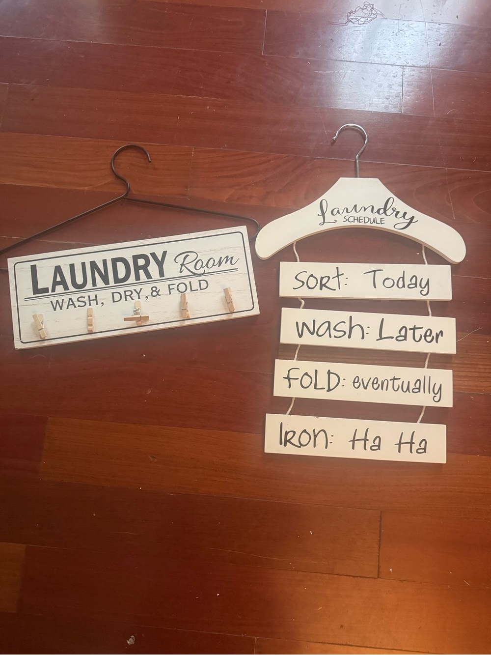 Laundry Room Decorative Wall Hangers - White and Black